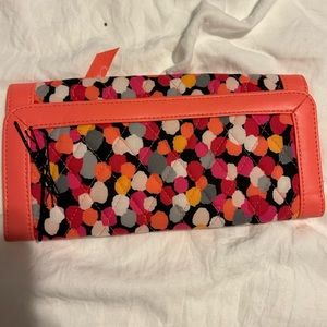 Peach polka dot wallet